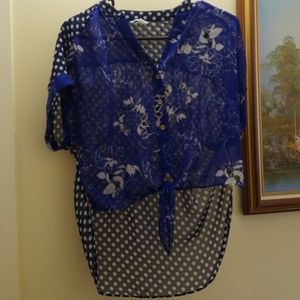 Blue polka dot high low top